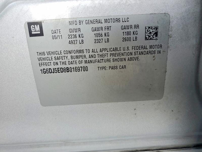 Auction sale of the 2011 Cadillac Cts, vin: 1G6DJ5ED8B0169700, lot number: 55387716