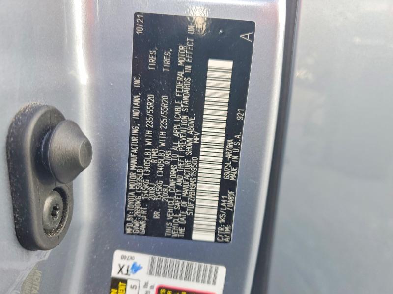 Aukcja sprzedaży 2021 Toyota Highlander, vin: 5TDFZRBH9MS159500, numer aukcji: 54586526
