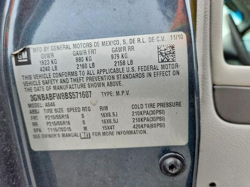 Продажа на аукционе авто 2011 Chevrolet Hhr, vin: 3GNBABFW8BS571607, номер лота: 53244836