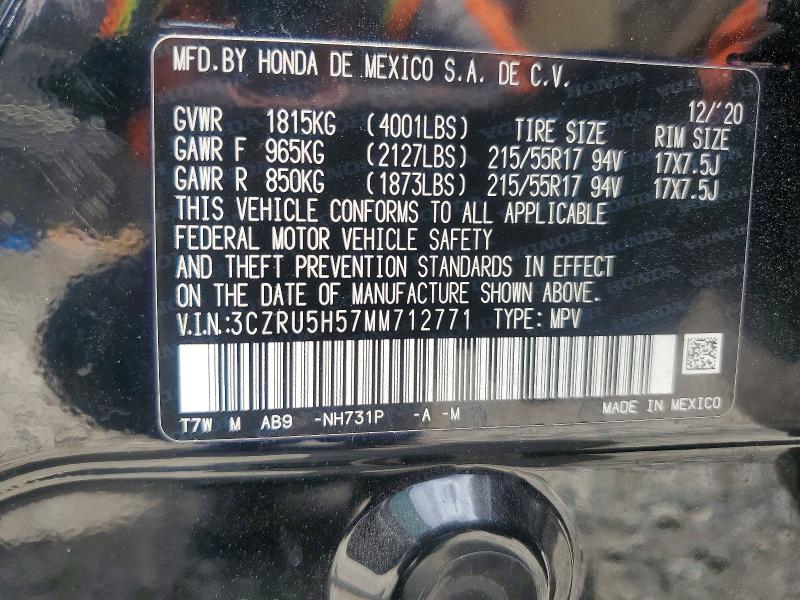 Продажа на аукционе авто 2021 Honda Hr-v, vin: 3CZRU5H57MM712771, номер лота: 54462686