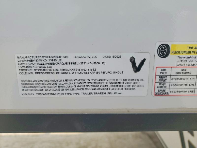2025 Alliance Avenue 32r მანქანა იყიდება აუქციონზე, vin: 7M5FA3522SA011190, აუქციონის ნომერი: 53719246