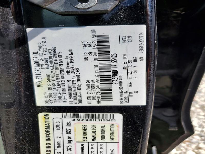 Aukcja sprzedaży 2020 Ford Fusion, vin: 3FA6P0HD1LR155423, numer aukcji: 52971506