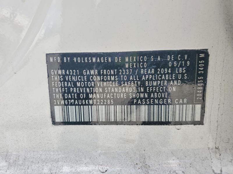 54851006 :رقم المزاد ، 3VW6T7AU6KM022285 vin ، 2019 Volkswagen Gti مزاد بيع