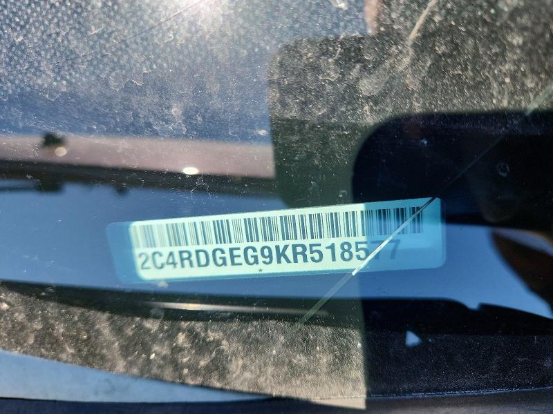 2019 Dodge Grand Caravan მანქანა იყიდება აუქციონზე, vin: 2C4RDGEG9KR518577, აუქციონის ნომერი: 53239366