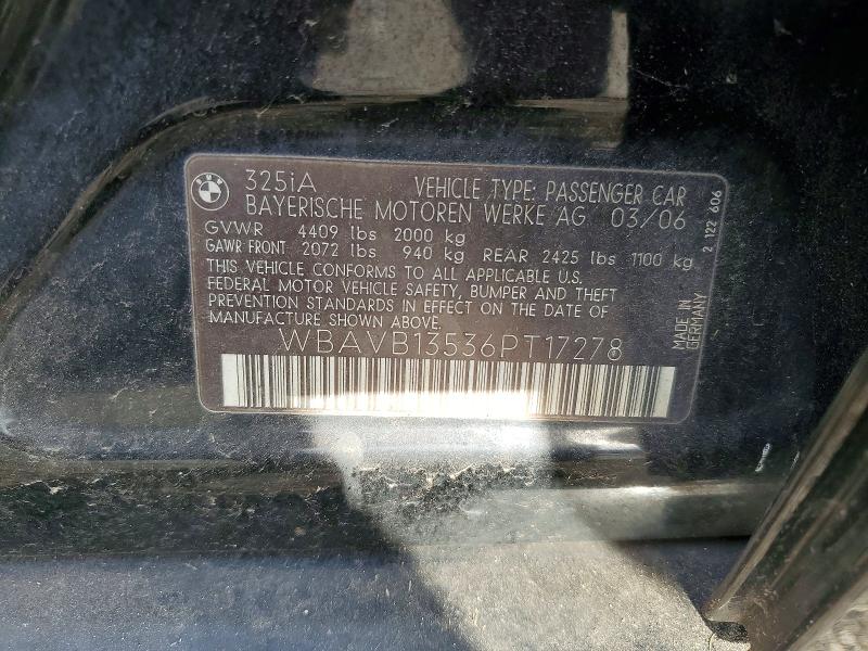 55355576 :رقم المزاد ، WBAVB13536PT17278 vin ، 2006 Bmw 325 مزاد بيع