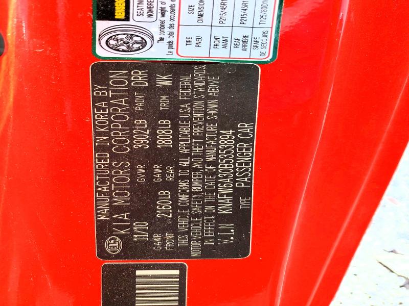 Aukcja sprzedaży 2011 Kia Forte, vin: KNAFW6A30B5353894, numer aukcji: 54261976