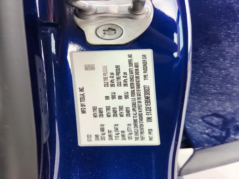 52445506 :رقم المزاد ، 5YJ3E1EB5NF309227 vin ، 2022 Tesla Model 3 مزاد بيع