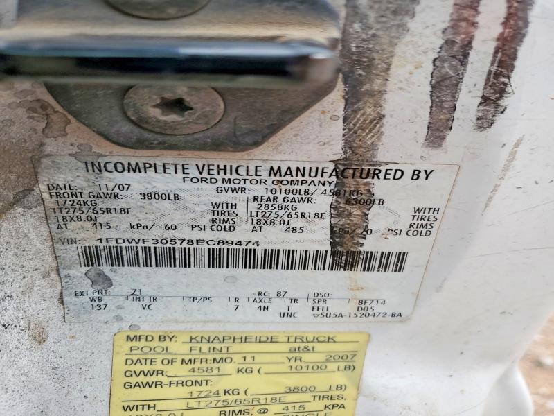 Продаж на аукціоні авто 2008 Ford F350, vin: 1FDWF30578EC89474, номер лоту: 53370416