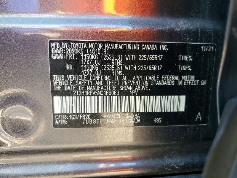 Продажа на аукционе авто 2021 Toyota Rav4, vin: 2T3H1RFV5MC166069, номер лота: 55119246