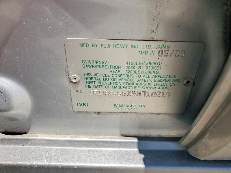 Aukcja sprzedaży 2004 Subaru Forester, vin: JF1SG656X4H710217, numer aukcji: 55023336