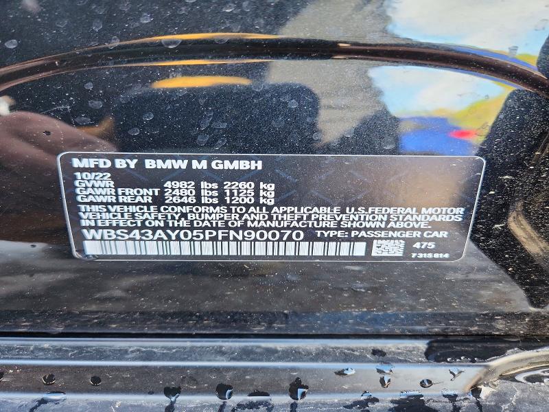 53744586 :رقم المزاد ، WBS43AY05PFN90070 vin ، 2023 Bmw M3 مزاد بيع