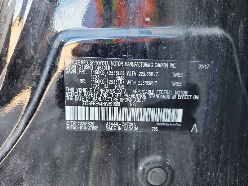 Aukcja sprzedaży 2017 Toyota Rav4, vin: 2T3BFREV4HW591988, numer aukcji: 55034956