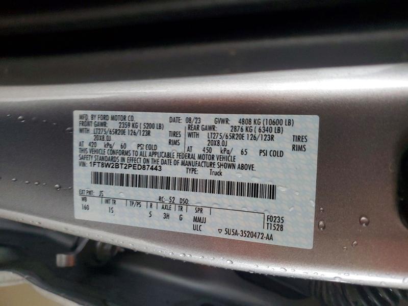 Продаж на аукціоні авто 2023 Ford F250, vin: 1FT8W2BT2PED87443, номер лоту: 51947506