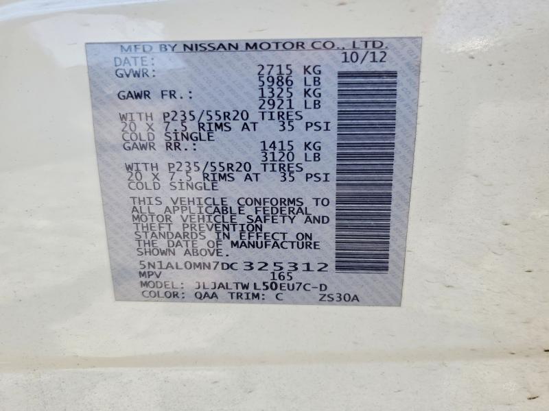 Продаж на аукціоні авто 2013 Infiniti Jx35, vin: 5N1AL0MN7DC325312, номер лоту: 53728956