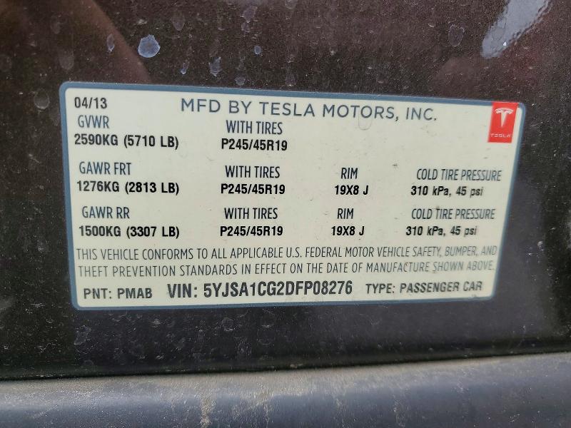 Aukcja sprzedaży 2013 Tesla Model S, vin: 5YJSA1CG2DFP08276, numer aukcji: 49087066