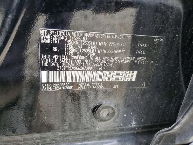 Продажа на аукционе авто 2016 Toyota Rav4, vin: 2T3ZFREV9GW287388, номер лота: 52735996
