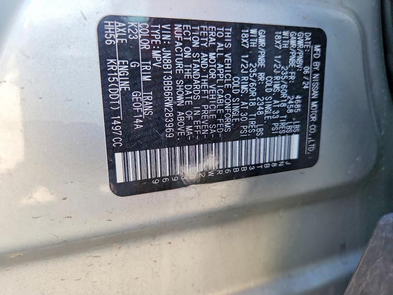 2024 Nissan Rogue მანქანა იყიდება აუქციონზე, vin: JN8BT3BB6RW283969, აუქციონის ნომერი: 55333646