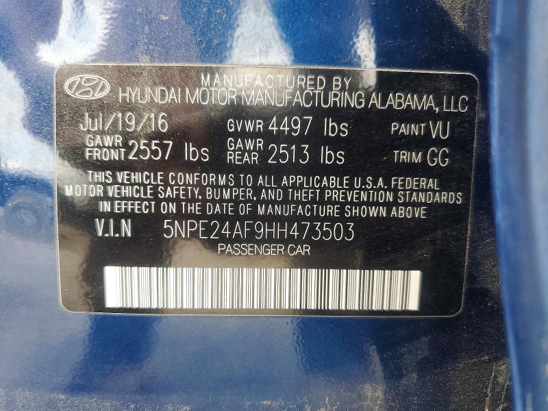 Aukcja sprzedaży 2017 Hyundai Sonata, vin: 5NPE24AF9HH473503, numer aukcji: 54875436