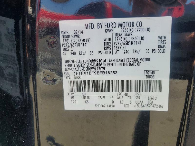 52925606 :رقم المزاد ، 1FTFX1ET9EFB16252 vin ، 2014 Ford F150 مزاد بيع