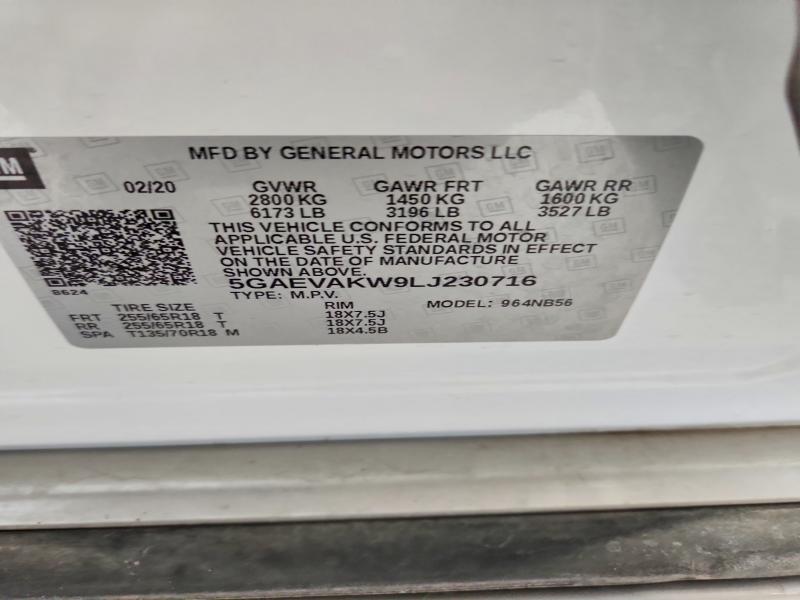 52709696 :رقم المزاد ، 5GAEVAKW9LJ230716 vin ، 2020 Buick Enclave مزاد بيع