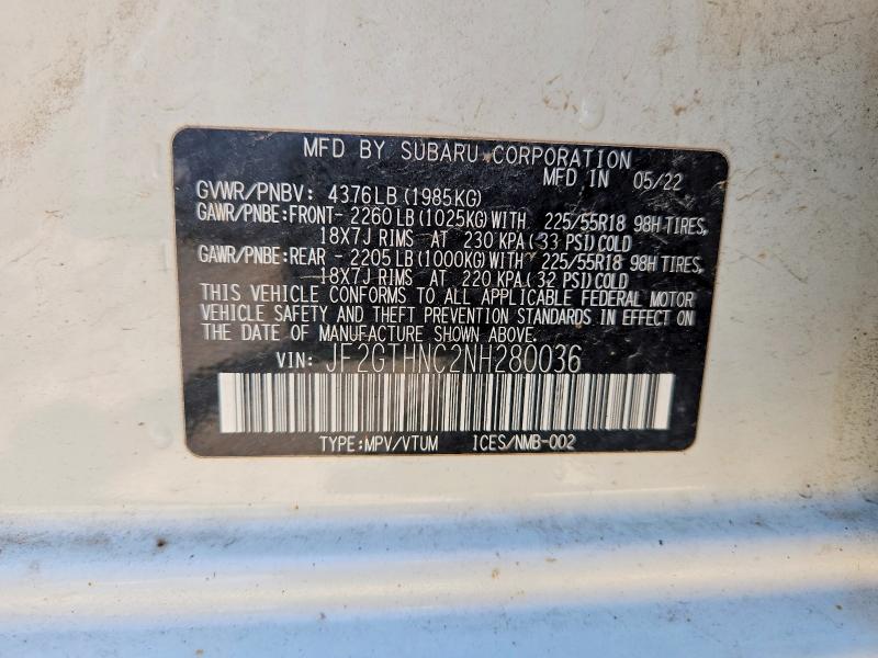 Продаж на аукціоні авто 2022 Subaru Crosstrek, vin: JF2GTHNC2NH280036, номер лоту: 53735486