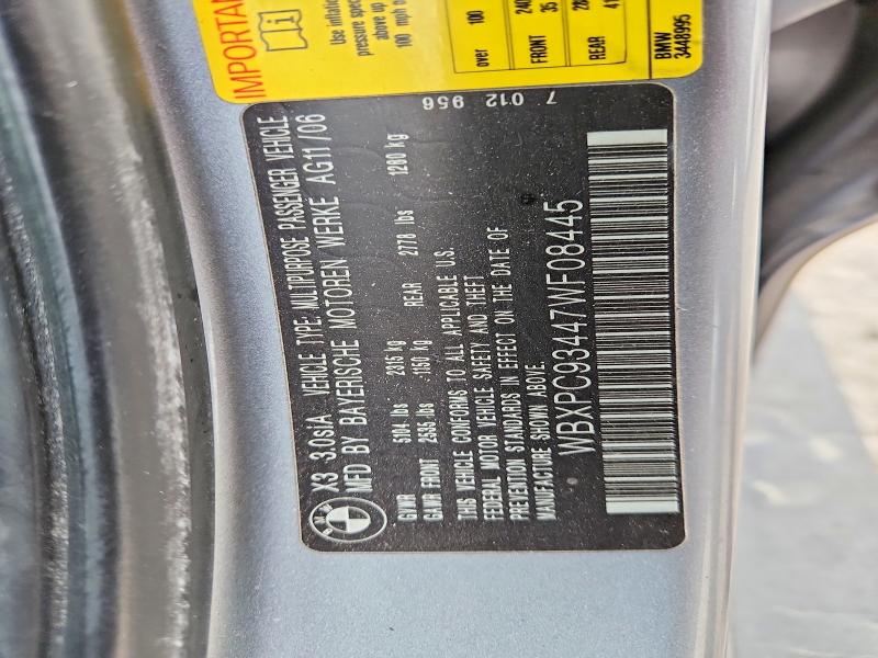 52218866 :رقم المزاد ، WBXPC93447WF08445 vin ، 2007 Bmw X3 مزاد بيع