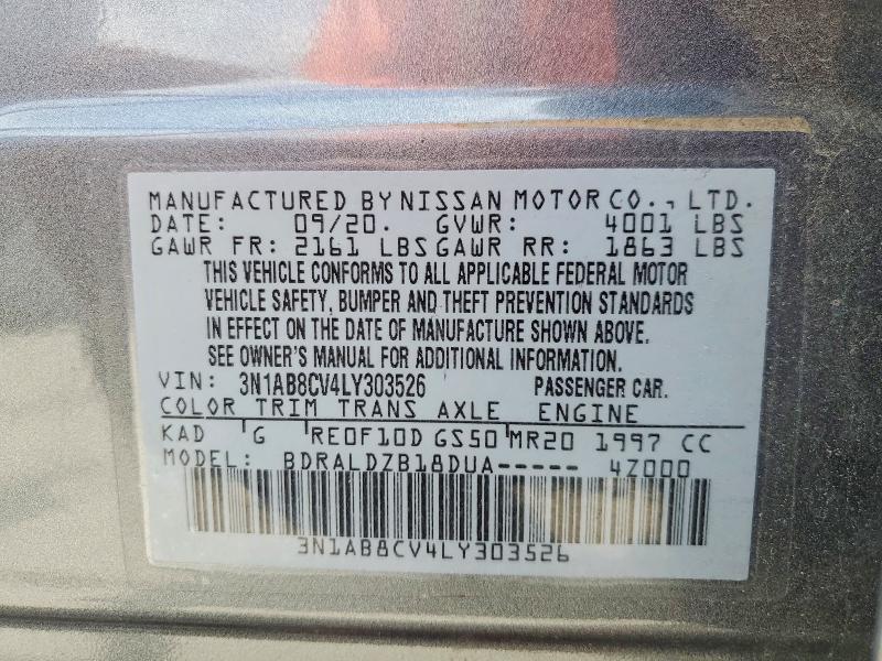 Aukcja sprzedaży 2020 Nissan Sentra, vin: 3N1AB8CV4LY303526, numer aukcji: 52045536