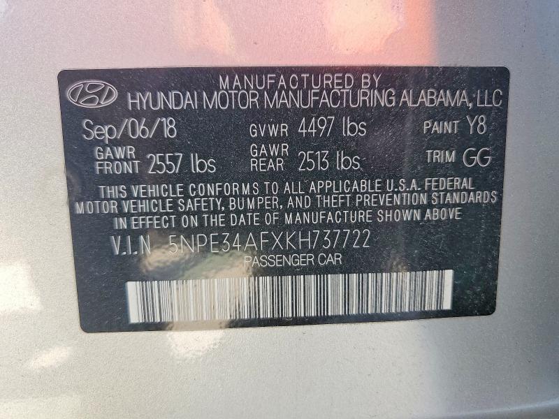 Продажа на аукционе авто 2019 Hyundai Sonata, vin: 5NPE34AFXKH737722, номер лота: 51503856