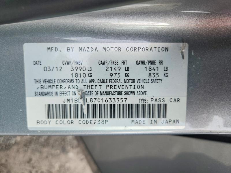 Aukcja sprzedaży 2012 Mazda 3, vin: JM1BL1L87C1633357, numer aukcji: 51916006