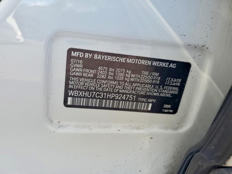 Aukcja sprzedaży 2017 Bmw X1, vin: WBXHU7C31HP924751, numer aukcji: 55451886