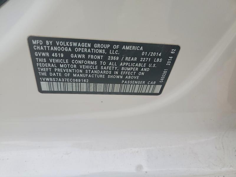 Продажа на аукционе авто 2014 Volkswagen Passat, vin: 1VWBS7A37EC069162, номер лота: 52837276