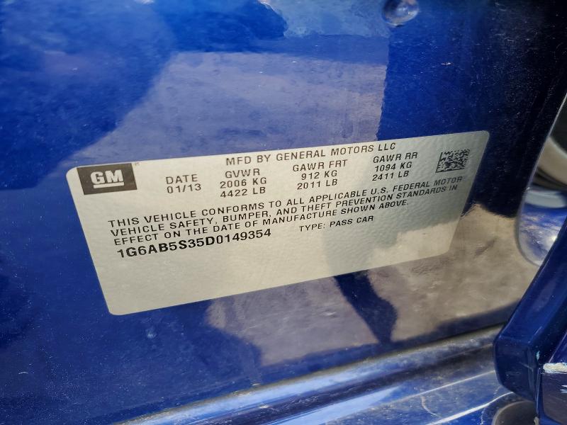 2013 Cadillac Ats მანქანა იყიდება აუქციონზე, vin: 1G6AB5S35D0149354, აუქციონის ნომერი: 55101116