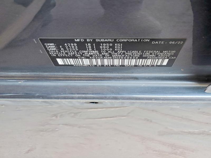 Продаж на аукціоні авто 2022 Subaru Impreza, vin: 4S3GKAM63N3609649, номер лоту: 54453806