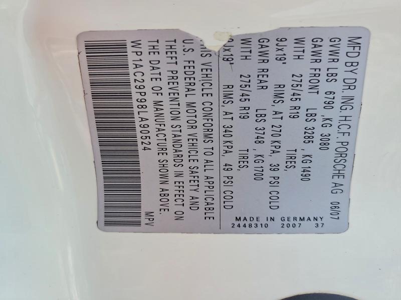 Продаж на аукціоні авто 2008 Porsche Cayenne, vin: WP1AC29P98LA90524, номер лоту: 54145736