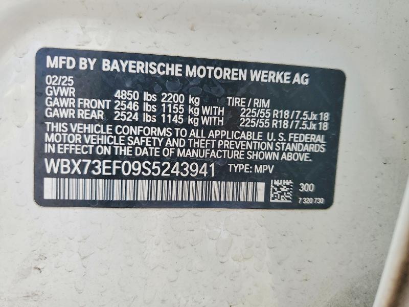 2025 Bmw X1 მანქანა იყიდება აუქციონზე, vin: WBX73EF09S5243941, აუქციონის ნომერი: 53259646