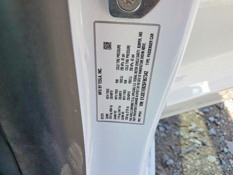 Aukcja sprzedaży 2025 Tesla Model 3, vin: 5YJ3E1EB2SF967342, numer aukcji: 52498866