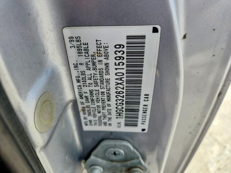 55205336 :رقم المزاد ، 1HGCG3262XA015939 vin ، 1999 Honda Accord مزاد بيع