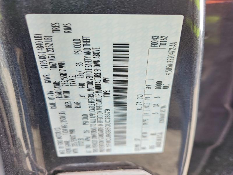 Aukcja sprzedaży 2016 Ford Escape, vin: 1FMCU9G95GUC28679, numer aukcji: 55619706