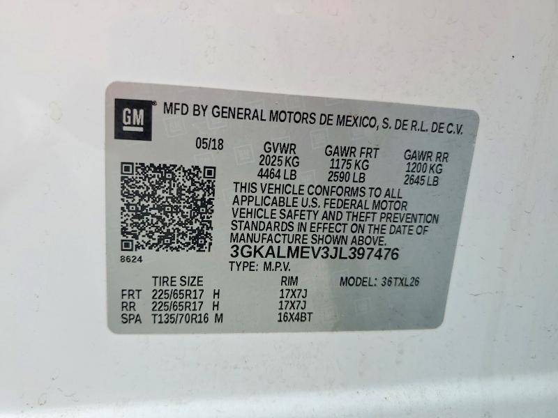 Aukcja sprzedaży 2018 Gmc Terrain, vin: 3GKALMEV3JL397476, numer aukcji: 54623516