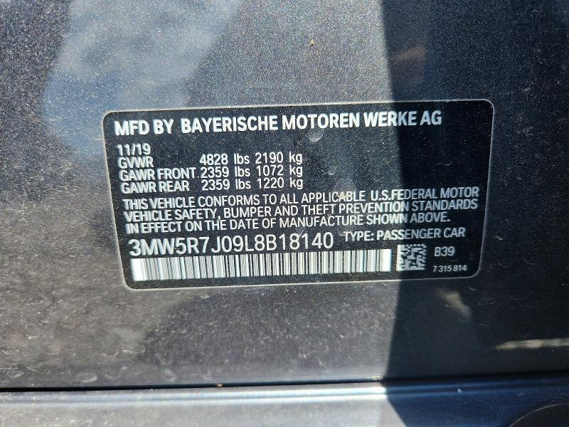 Продажа на аукционе авто 2020 Bmw 330xi, vin: 3MW5R7J09L8B18140, номер лота: 55410406