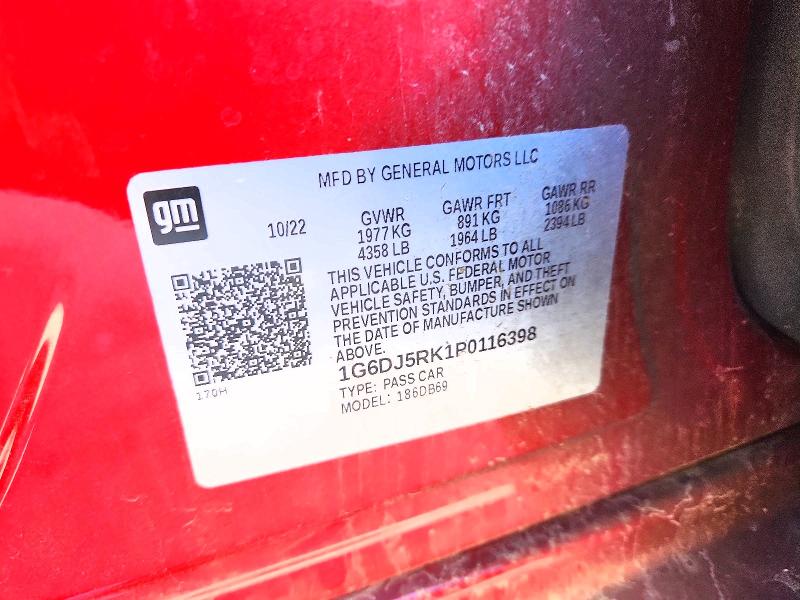 2023 Cadillac Ct4 მანქანა იყიდება აუქციონზე, vin: 1G6DJ5RK1P0116398, აუქციონის ნომერი: 53043236