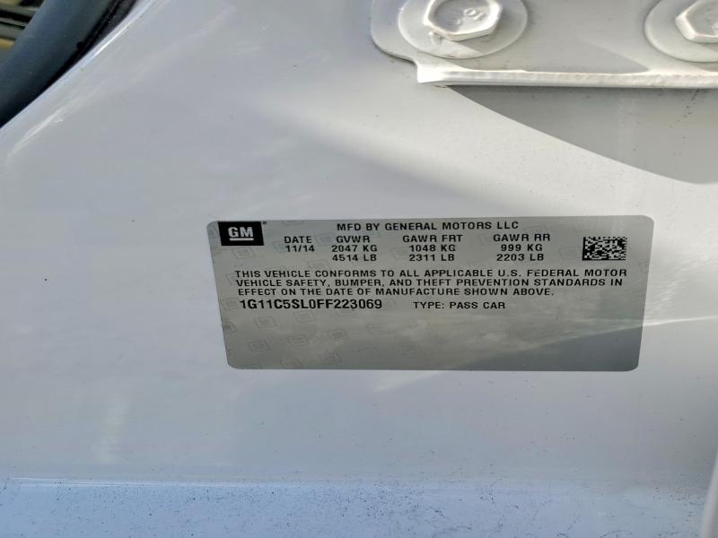 2015 Chevrolet Malibu მანქანა იყიდება აუქციონზე, vin: 1G11C5SL0FF223069, აუქციონის ნომერი: 52827266