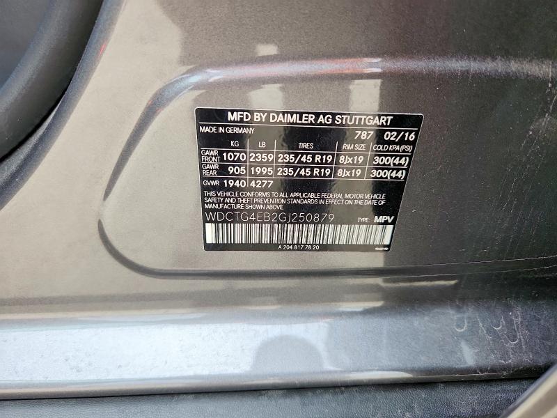 Aukcja sprzedaży 2016 Mercedes-benz Gla, vin: WDCTG4EB2GJ250879, numer aukcji: 52470886