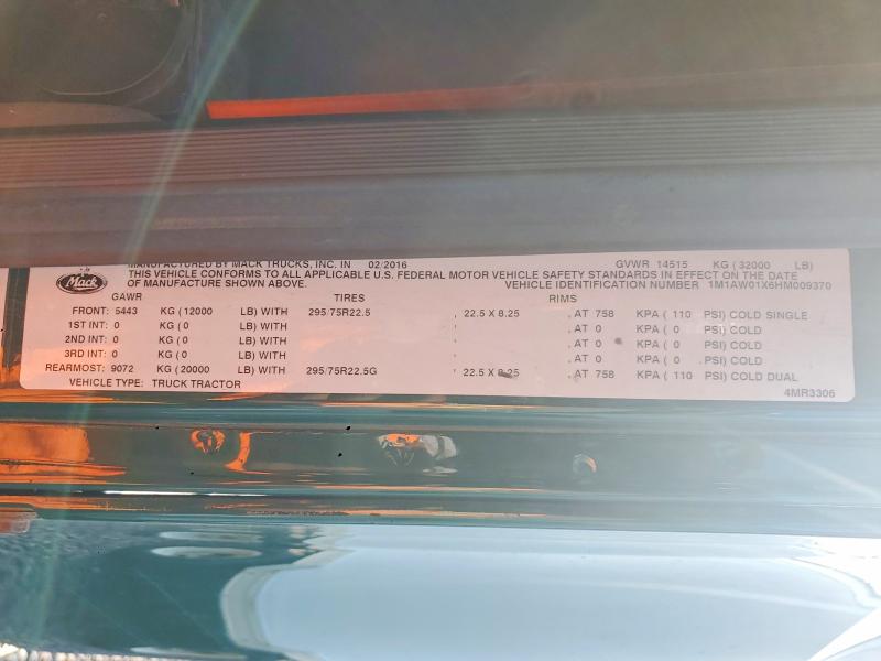52595296 :رقم المزاد ، 1M1AW01X6HM009370 vin ، 2017 Mack 600 مزاد بيع