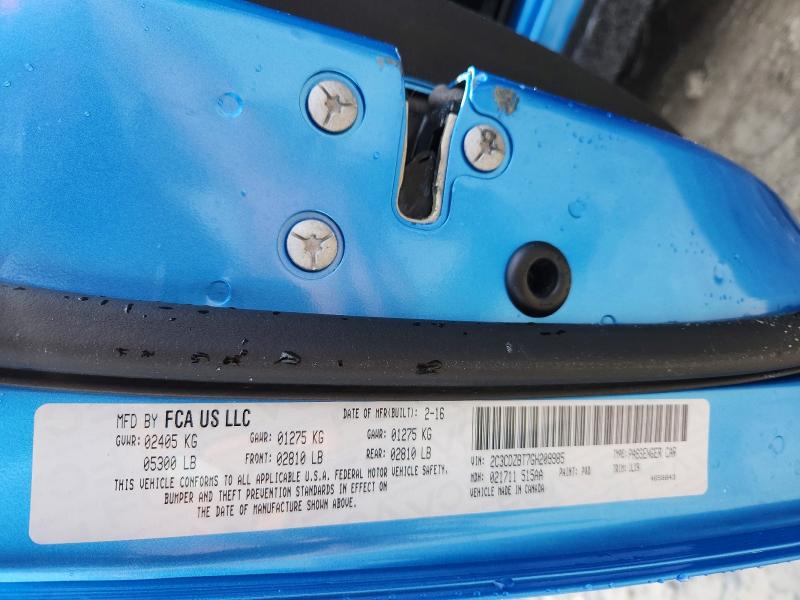 2016 Dodge Challenger მანქანა იყიდება აუქციონზე, vin: 2C3CDZBT7GH209985, აუქციონის ნომერი: 52360776