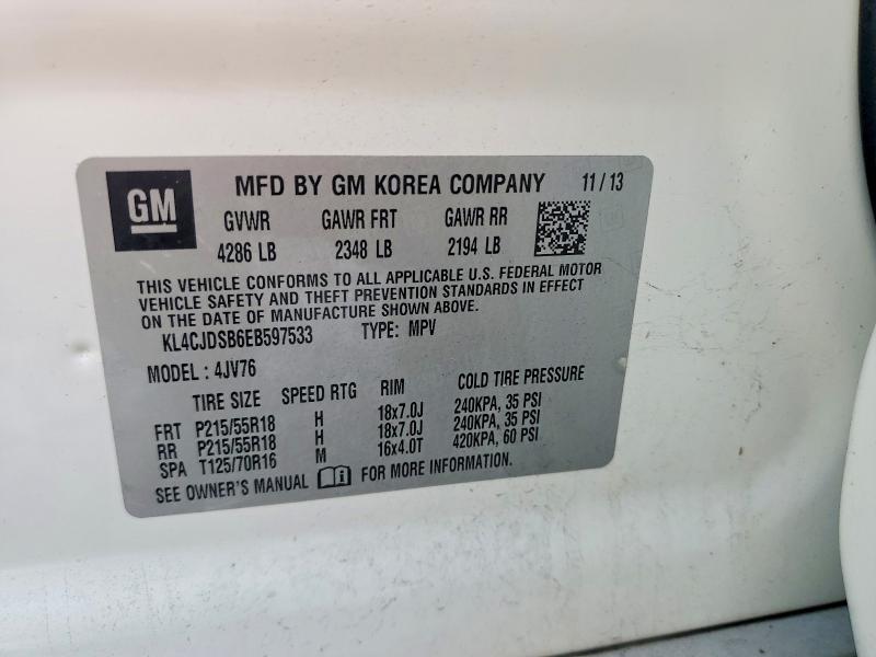 Aukcja sprzedaży 2014 Buick Encore, vin: KL4CJDSB6EB597533, numer aukcji: 55238526
