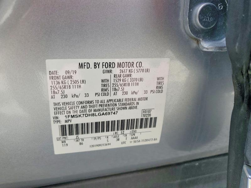 Продажа на аукционе авто 2020 Ford Explorer, vin: 1FMSK7DH8LGA69747, номер лота: 55237546