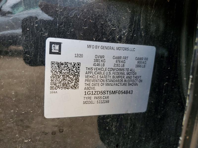 Aukcja sprzedaży 2021 Chevrolet Malibu, vin: 1G1ZD5ST5MF054843, numer aukcji: 51826656