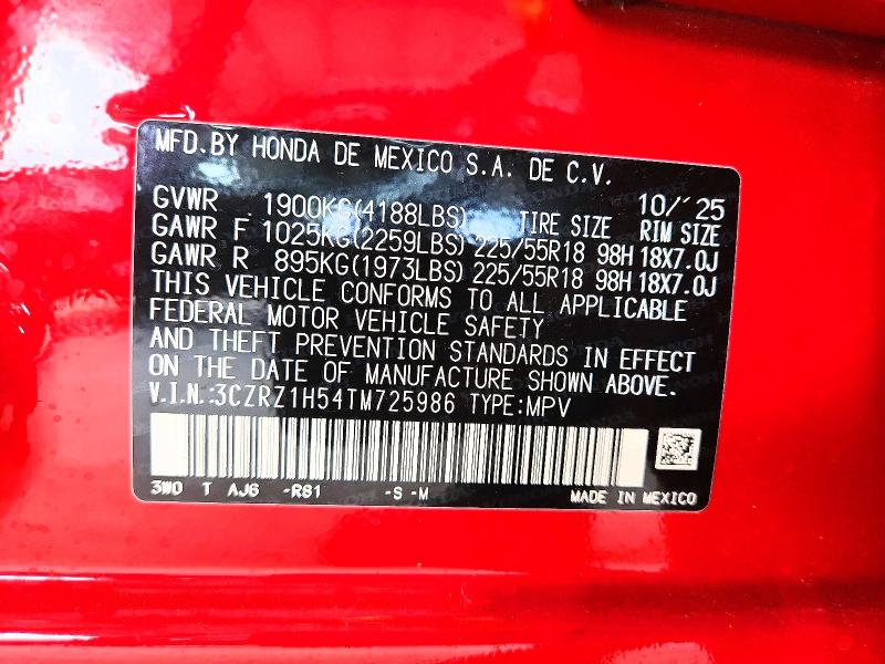 Продаж на аукціоні авто 2026 Honda Hr-v, vin: 3CZRZ1H54TM725986, номер лоту: 54105386