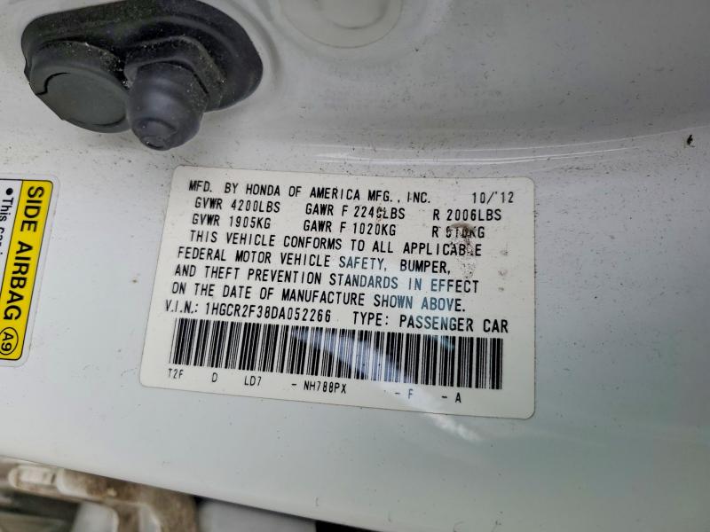 2013 Honda Accord მანქანა იყიდება აუქციონზე, vin: 1HGCR2F38DA052266, აუქციონის ნომერი: 53227416